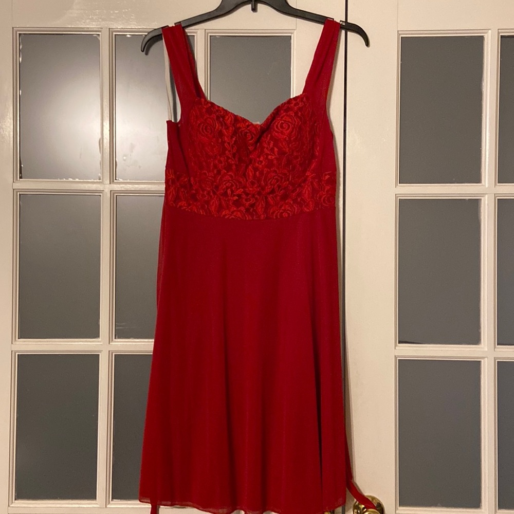 Red floral dress